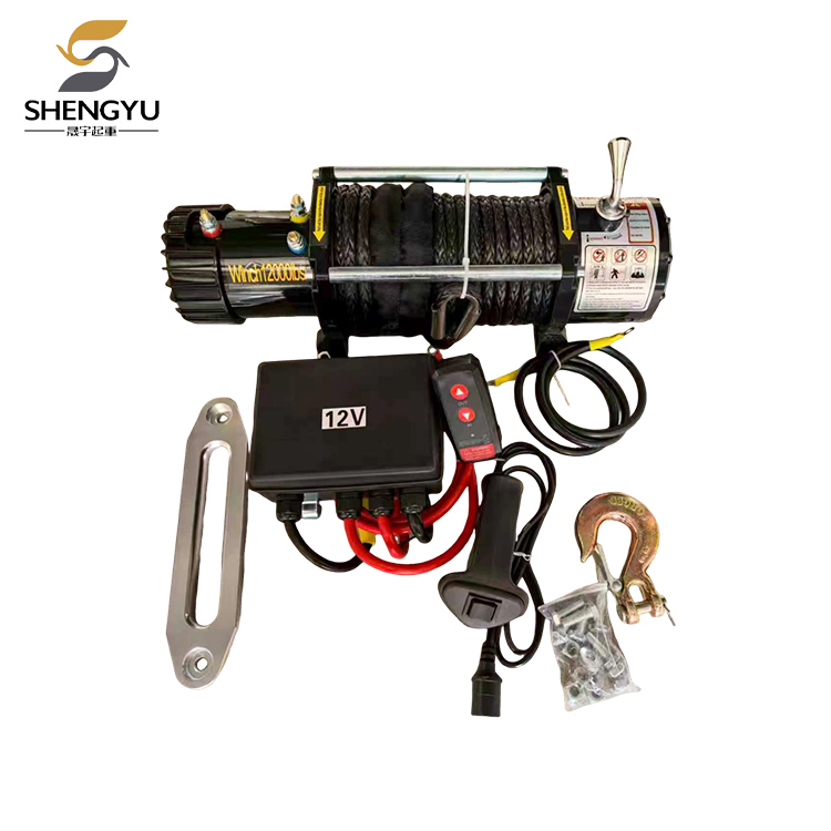 12V24V 電動ウインチ ダイニーマロープ付き